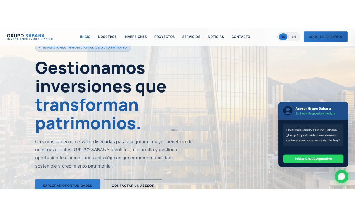 Sitio web de Grupo Sabana diseñado por Engranaje Studio